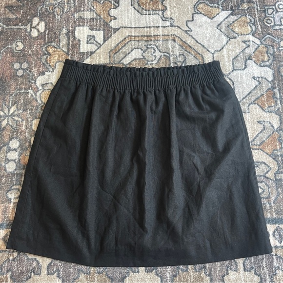 NWT J. Crew Black Elastic Skirt Linen Blend - Picture 2 of 5